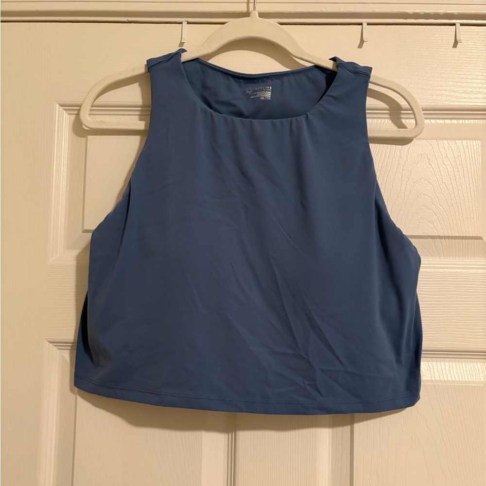 High neck active tank with built in sports bra